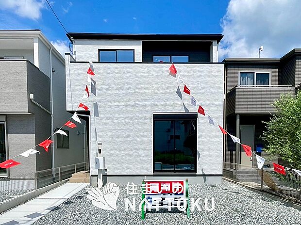 【現地写真(外観)【2号地】】断熱性、気密性を高める工夫で一年中ずっと心地よく暮らせる、高気密・高断熱です。