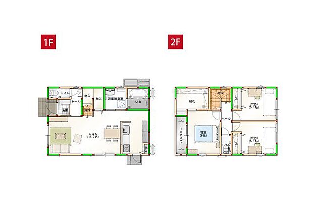 広々16.7帖のLDKがある住まいです♪※施工事例です。実際の建物とは異なります。