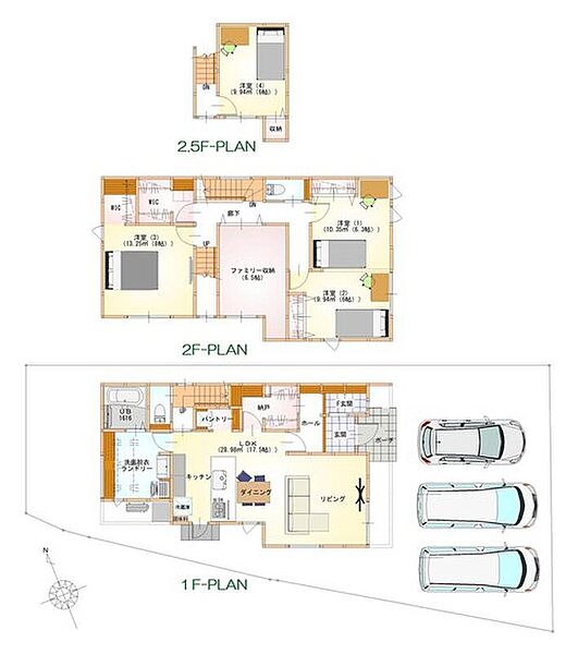 ＜No.1＞価格3152万円、4LDK+3S、土地面積174.44m2、建物面積124.35m2