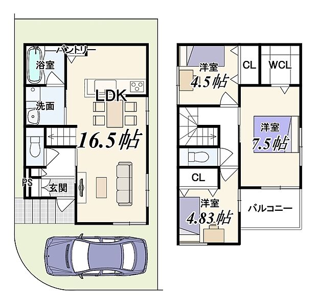 【【1号地】】建物面積:81.75m2 建物価格:1,999万円