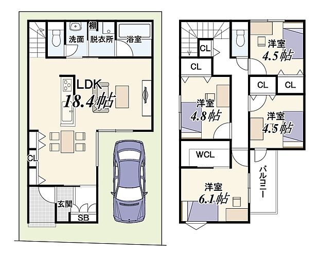 【【新築参考プラン】】建物価格2099万円、建物面積96.48m2