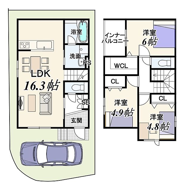 【【1号地】】建物面積:79.62m2 建物価格:1,899万円