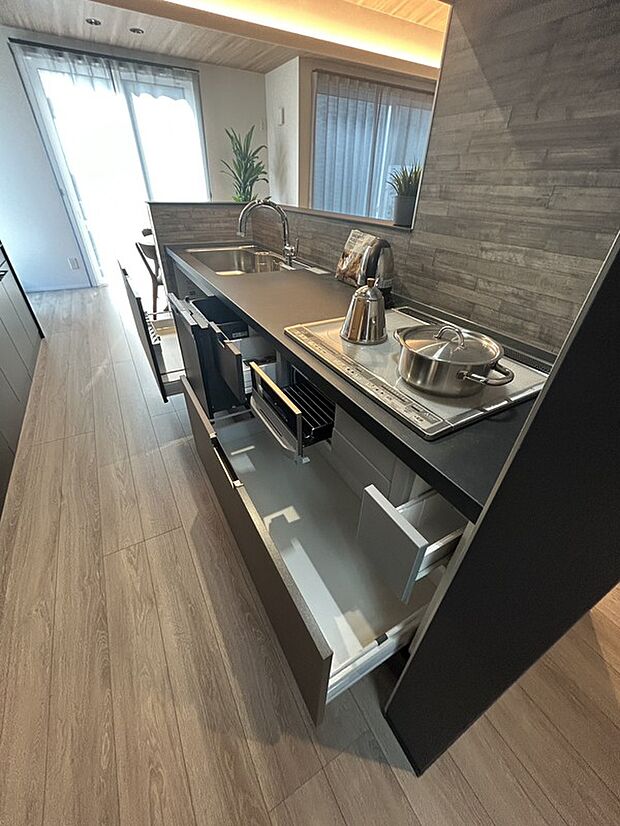 【クリナップ　キッチンKT】IHコンロ、食洗器、タッチレス水栓