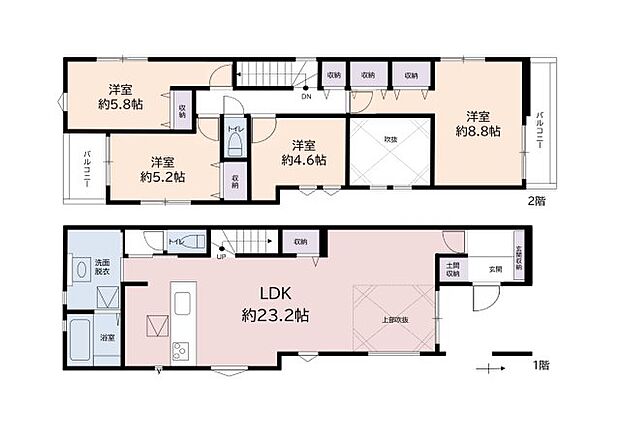 1号棟間取り図 ※図面と現況が異なる場合には現況優先とします