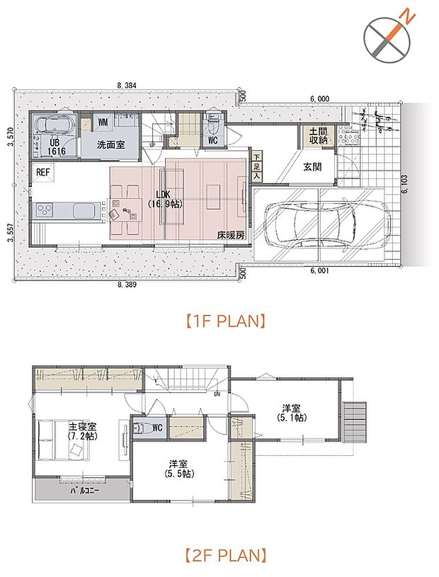 ■3LDK+土間収納+階段下収納(B号棟)