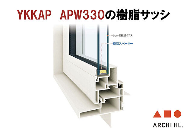 【【 ペアガラス・樹脂サッシ 】】YKKAPのAPW330樹脂サッシを使用 樹脂と複層ガラスによりハイレベルの断熱性を実現しています。