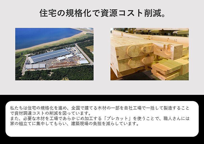 住宅の規格化で資材コスト削減。