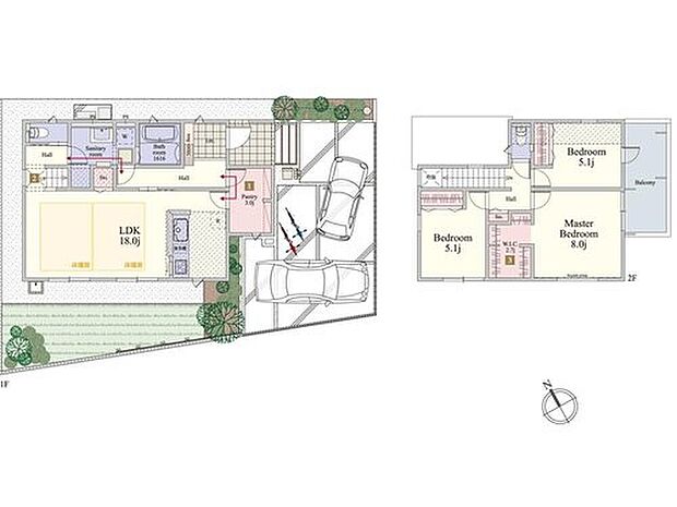 【3LDK】玄関とキッチンから行き来できる「パントリー」が特徴です。買い物から帰ってきたらすぐに収納できて、キッチンから食材を取り出すのもラクラクです。