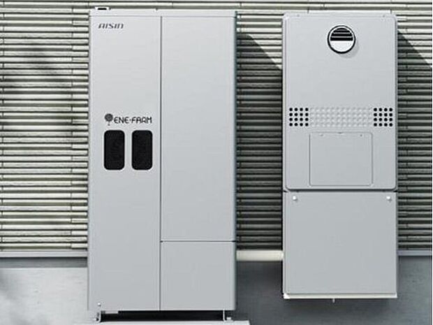 【【エネファーム】】燃料ガスから水素を取り出し、その水素と空気中の酸素を反応させて、自宅で電気を作るシステムです。発電時に出る熱を利用してお湯も一緒につくるため、エネルギーを有効利用できます。