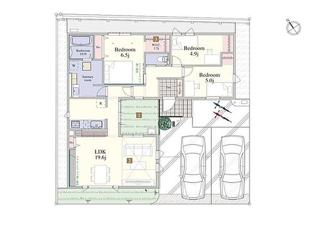 【3LDK】ワンフロア動線の生活で、子どもから老後まで安心して暮らせる3LDKの平屋住まい。
19.6帖のLDKから望める中庭が優雅な暮らしを演出してくれます。