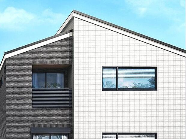 【外観完成イメージ】
外壁には「タイル」を採用しました。メンテナンスコストを大幅に削減し、重厚感あるデザインとなります。
※画像はイメージパースのため実際と異なる場合がございます