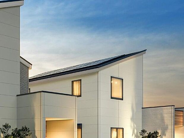 【太陽光発電システム】
5.28kw～7.04kwの太陽光発電システムを導入し、電気代を削減しながら生活できる住まいを提案します。
※画像はイメージパースのため実際と異なる場合がございます