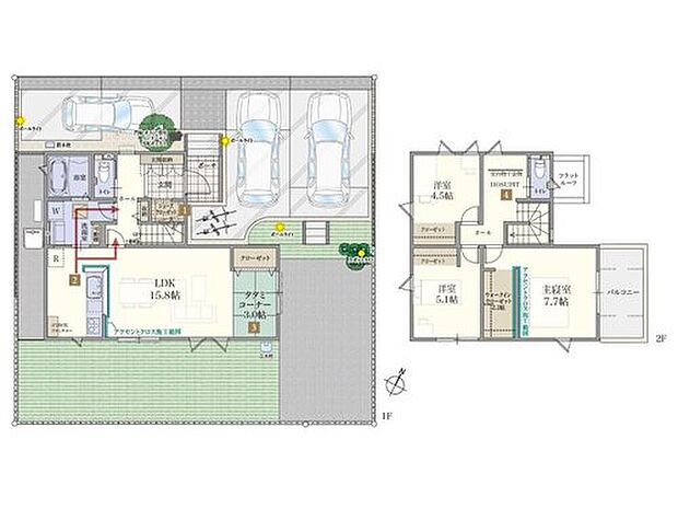 【3LDK+S】【15号棟】
南向きの明るいリビングと畳コーナーが心地よくつながる空間。
庭の奥行きは3mあるのでお子さまの遊び場やガーデニングも楽しめます!