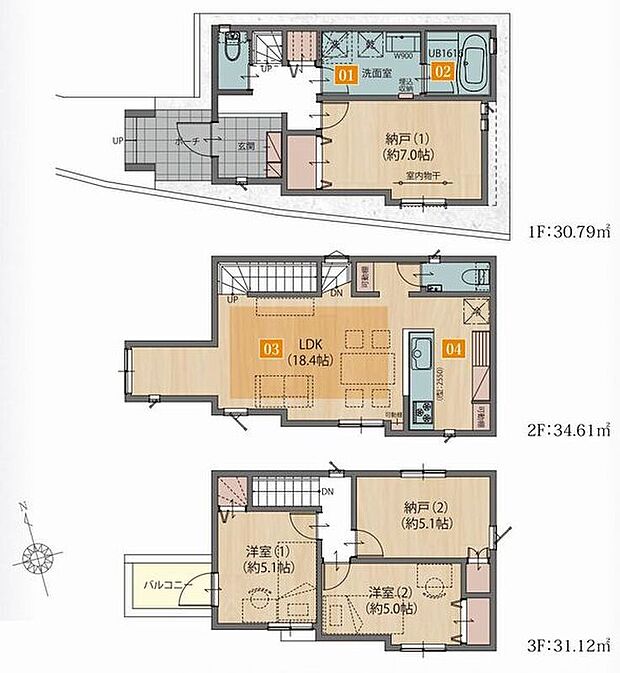 【2LDK+2S】路地状部分30.83m2含む