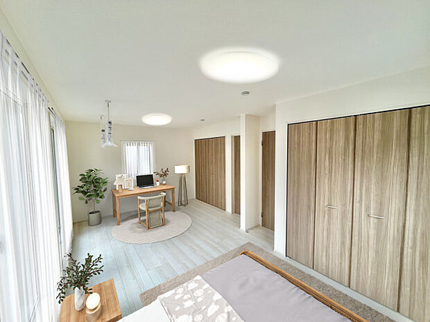 【（1）号棟イメージ】実際の室内写真に家具等を配置したCG画像です。家具付き販売ではございません。　