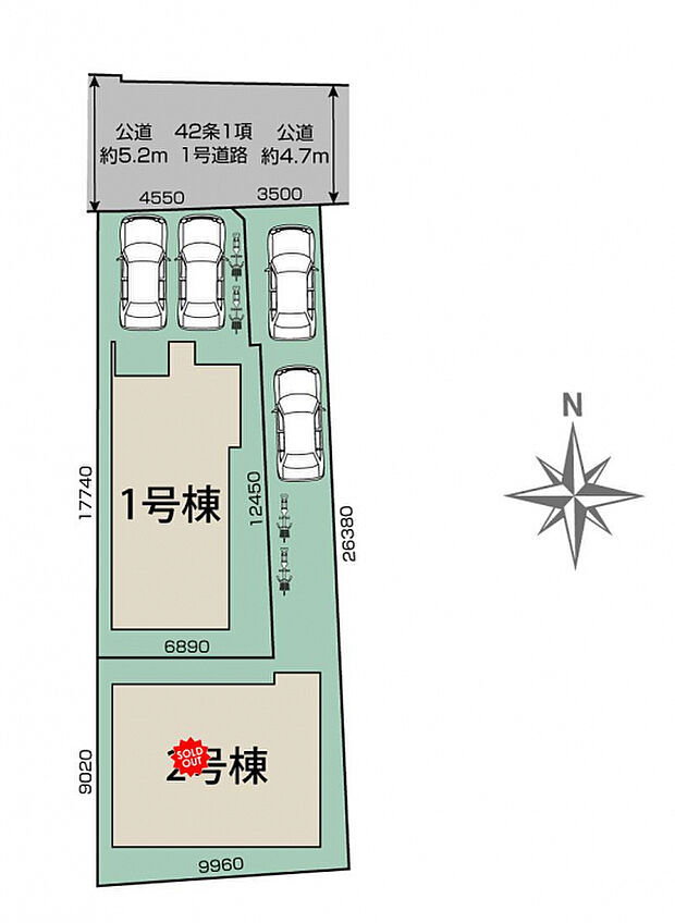 亀岡市突抜町2棟 区画図