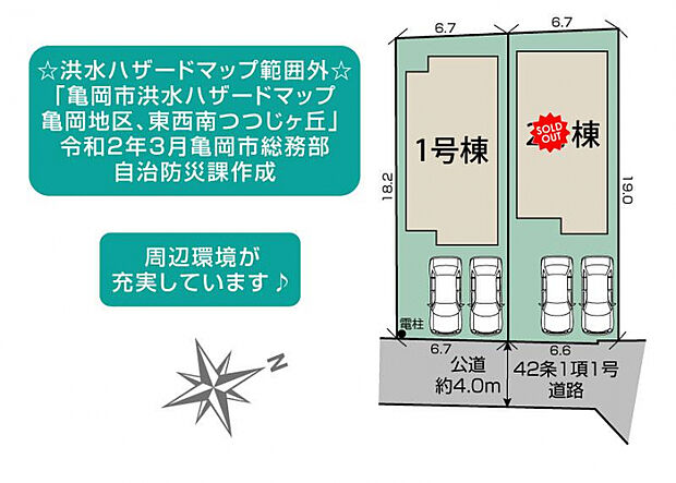 亀岡市古世町1丁目2棟 区画図