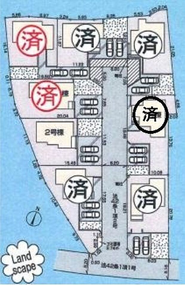 敷地６２坪超！全棟南向き！カースペース２台分！各棟個性を持たせたカラーバリエーション。それぞれの間取りや外観が全て違い個性的ながらも統一感のある美しい街並み。きっとお好みのお住まいが見つかります。