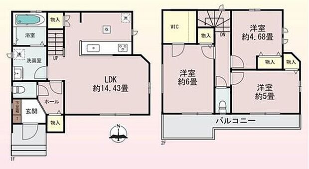 (１号棟)、価格2690万円、3LDK、土地面積73.99m2、建物面積76.8m2
