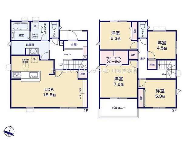 (1号棟)、4LDK、土地面積213.68m2、建物面積108.88m2