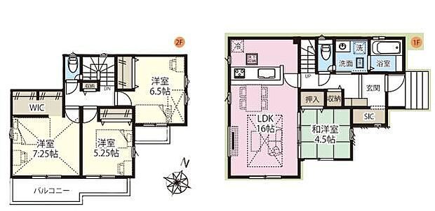 (1号棟)4LDK、土地面積187.35m2、建物面積99.36m2