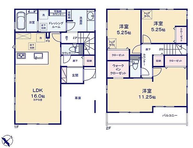 (２号棟)、3LDK、土地面積96.32m2、建物面積108.88m2