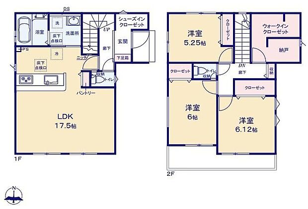 (2号棟)、3LDK+S、土地面積97.59m2、建物面積93.77m2