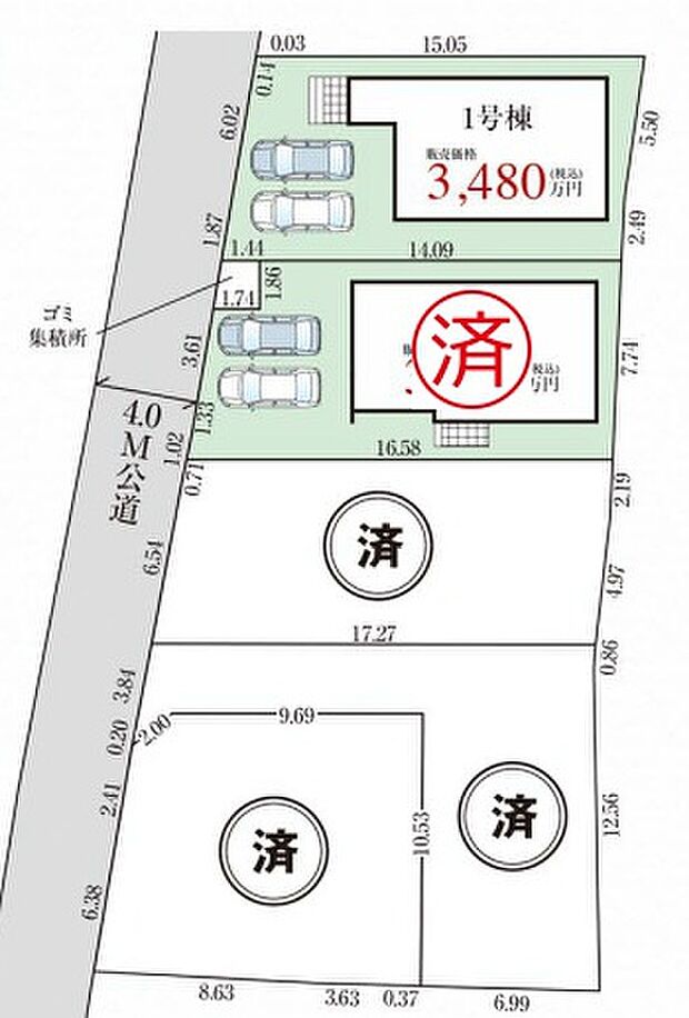 【-】県道１６０号近く！お車でのアクセスも良好です♪
全棟敷地３６坪！カースペースは２台分ございます。