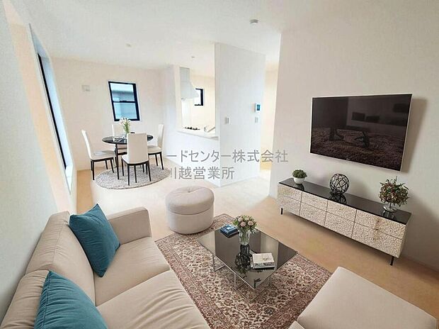 【リビング】広々としたLDKに、自分好みのインテリアでレイアウト。季節ごとに模様替えなども、楽しみの一つとなりそうです。※家具をCGで加工しています。家具付き販売ではございません。