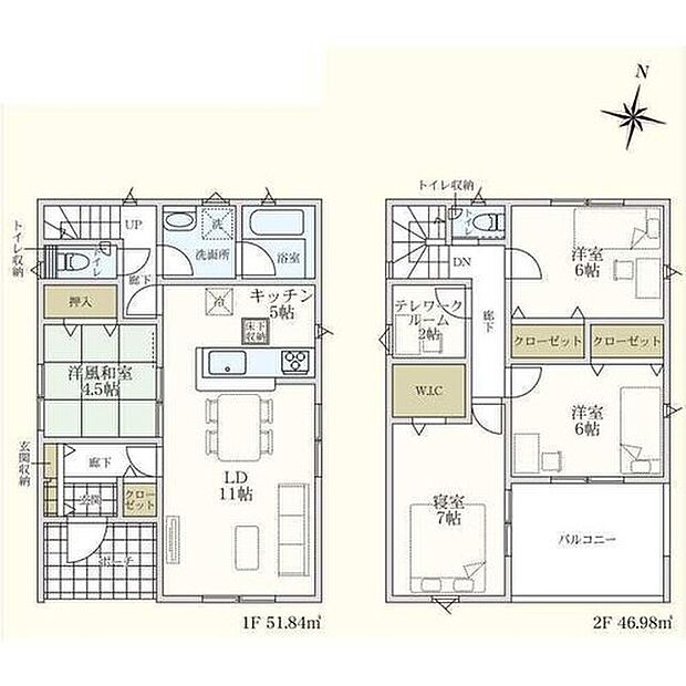 【4LDK+S】☆２階全居室６帖以上♪☆
２階居室は全室６帖以上！成長につれて増えてくるお子様の荷物も、気にすること無くのびのびとしたお部屋を用意してあげられますね♪