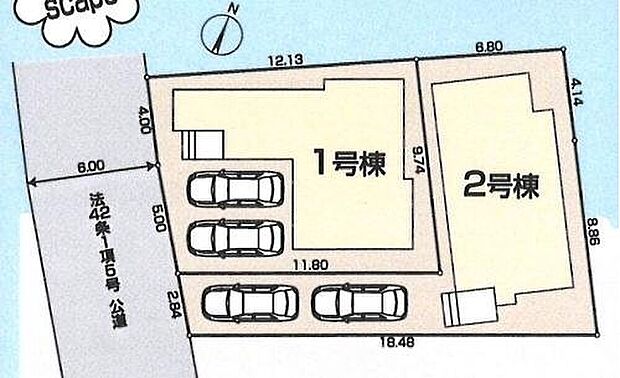 【全体区画図】西武新宿線「南大塚」駅徒歩13分♪毎日の通勤通学に便利な立地です!カースペースは2台分完備!家族分の自転車を駐輪したり、来客用の駐車スペースとしてもお使いいただけます。
