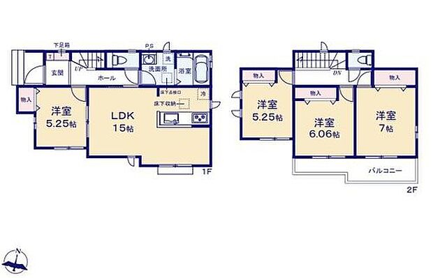 【4LDK】☆開放感溢れる角地☆
角地の立地を活かして開口部を多く設けています！お部屋の隅々まで陽射しが届き、どのお部屋でも気持ちよくお過ごしいただけます。