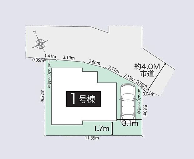 ≪全体区画図≫
間口約11ｍの開放的な敷地です♪
周辺は交通量の少ない生活道路なので、小さなお子様を持つご家庭も安心です。