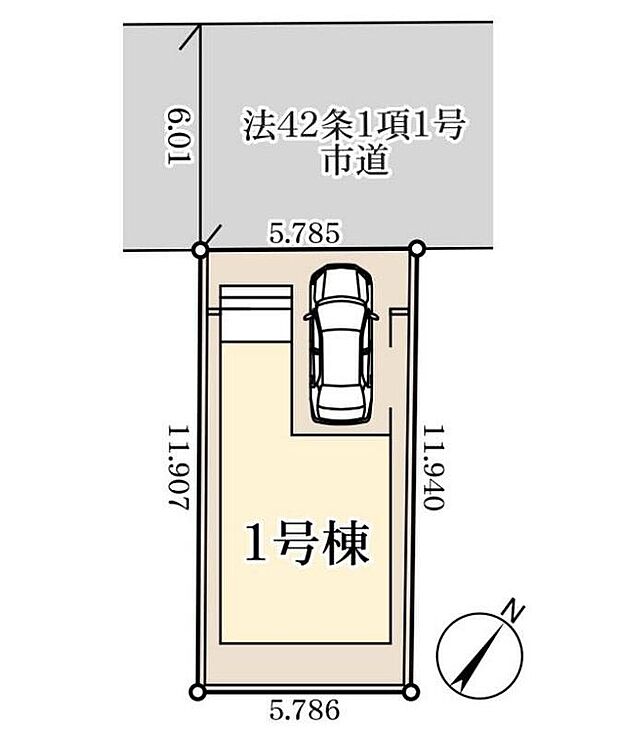 前面道路幅はゆった約6m♪
雨や風から大切なお車を守るビルトインガレージを採用しています!