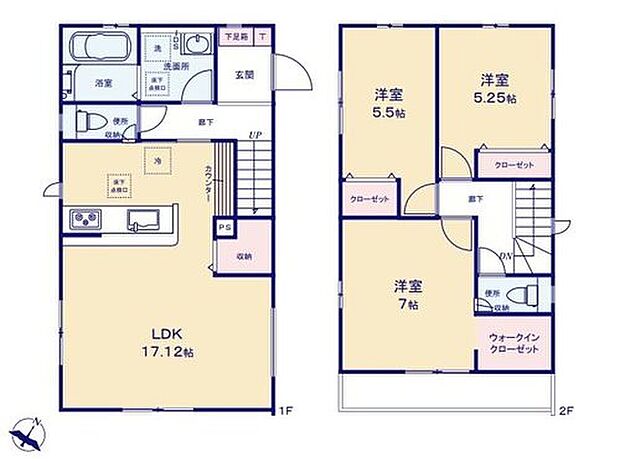 【3LDK】リビング収納で文具やファイル、掃除用具などもすっきりと収納♪
書類の整理などのちょっとした作業にも使える便利なキッチン横のカウンター♪
主寝室にはWICを完備！空間をより広くお使いいただけます♪