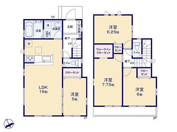 【4LDK】リビング横の洋室は、LDK空間と繋がり広く感じられる間取りです♪水周り集中設計で家事動線がスムーズ◎
主寝室にＷＩＣを完備！7.75帖の空間をさらに広くお使いいただけます♪