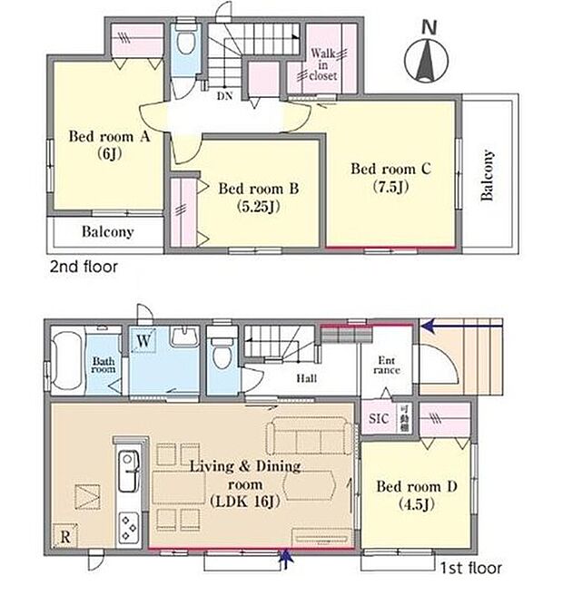 【4LDK】全室南向きの明るいお部屋です。
玄関にはシューズインクローゼット付で、靴はもちろん、ゴルフバッグや、ベビーカーも収納できます♪