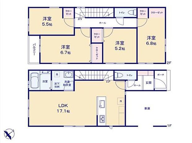 【4LDK】充実の設備仕様!優しい陽の光が心地よいLDK。充実の設備仕様で暮らしをサポート!デザイン性と機能性を両立させたお住まいです。