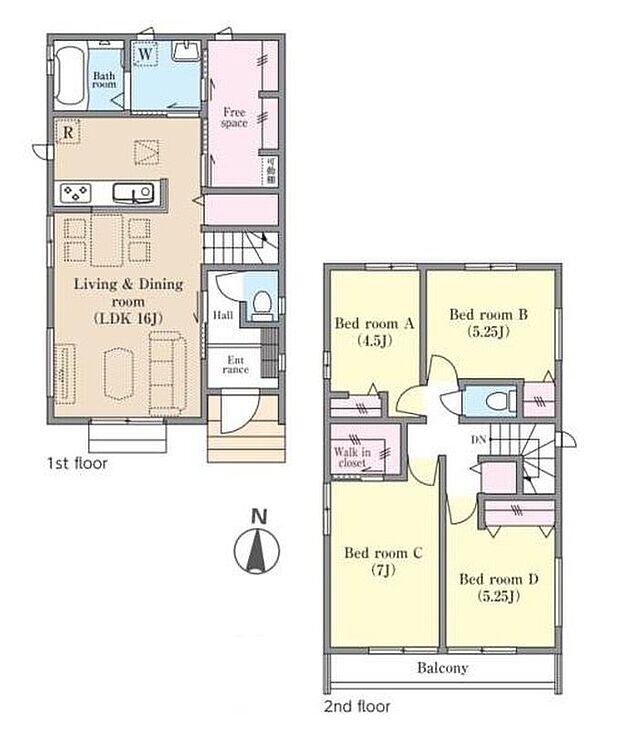 【4LDK】生活スタイルに合わせて自由に使えるフリースペースのあるお住まいです。増えがちな季節の衣類や本、趣味の道具などもすっきりと片付きます!陽当りの良いお庭ではガーデニングや家庭菜園を楽しめます。