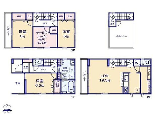 【3LDK+S】◇陽当りとプライバシー性に恵まれた2階リビングプラン♪
◇キッチン裏にはパントリーとしても使用できる収納スペース付き♪
◇窓付きの納戸は収納スペースもあり、居室としても問題なくお使いいただけます♪
