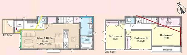 【3LDK】全居室南向きの明るく開放的な間取りです!充実の設備仕様と収納で快適な生活♪