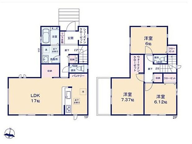 【3LDK】WIC・SC&パントリーのある収納充実プラン!約1.5帖のフリースペースは使い方色々♪ご家族皆さまでご利用いただけます。
