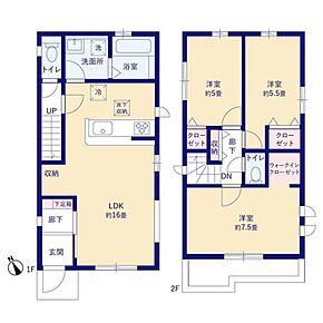 ◆WIC、ホール収納など収納豊富で生活に寄り添う設計♪
◆居室を2階に集約し、プライバシーにも配慮♪
◆南側の陽光が嬉しいバルコニーでお洗濯も快適◎ 
