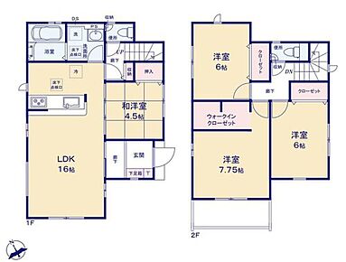 ◆採光良好なリビングは、ご家族の憩いの空間♪
◆キッチンから見える位置に和洋室を配置♪お料理をしながらお子様を遊ばせても様子が見えるので安心ですね☆
◆大容量のWIC完備でお部屋もスッキリ！ 