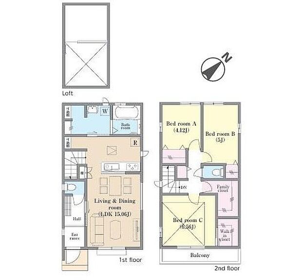 【3LDK】◇ご家族との自然なコミュニケーションが生まれるリビングイン階段を採用!
◇生活スタイルに合わせて自由に使えるロフト♪
◇リネン庫、パントリー、WIC、FCLなど収納充実でお部屋がすっきり片付きます♪