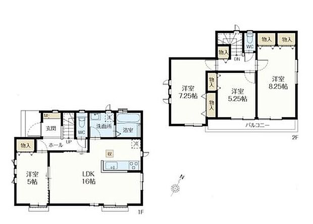 【4LDK】◇LDK16帖+5帖洋室☆引き戸を開放すると、ひときわ広々とした空間へ♪
◇水回りが集中していて忙しい朝も買い物帰りも最短導線◎
◇全居室収納完備のほか、ホール収納、玄関収納付き♪