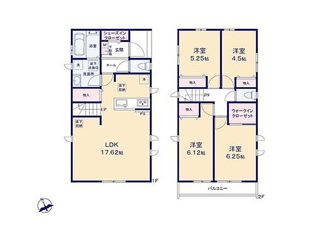 【4LDK】◇リビング3面採光＆全居室2面採光の明るい間取り♪
◇SICやWIC、リビング収納完備でお部屋スッキリ！
◇2部屋から行き来できる続きバルコニーでお洗濯も快適♪
