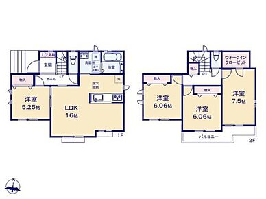 ◇お子様が小さいころは寝室、大きくなったら書斎など用途自在な1階の居室♪
◇大容量の大型WICで衣類から季節物もたっぷり収納♪
◇2階の居室は全室6帖以上！家具を配置した子供部屋にもゆとりがございます♪ 