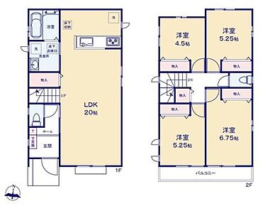 ◇開放感溢れる20帖LDK！空間にゆとりがありレイアウトが自由自在♪
◇移動が楽ちんな水回り集中設計！食洗機＆広々洗面室で家事も快適♪
◇リビングやホールに収納があるので共有スペースもすっきり片付きます♪ 