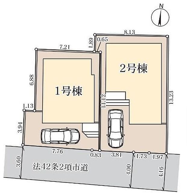 【全体区画図】京成本線「菅野」駅まで徒歩1分♪
お車から玄関までの距離が近いのでたくさんお買い物をした日も大丈夫♪雨の日も最小限の被害ですみます。